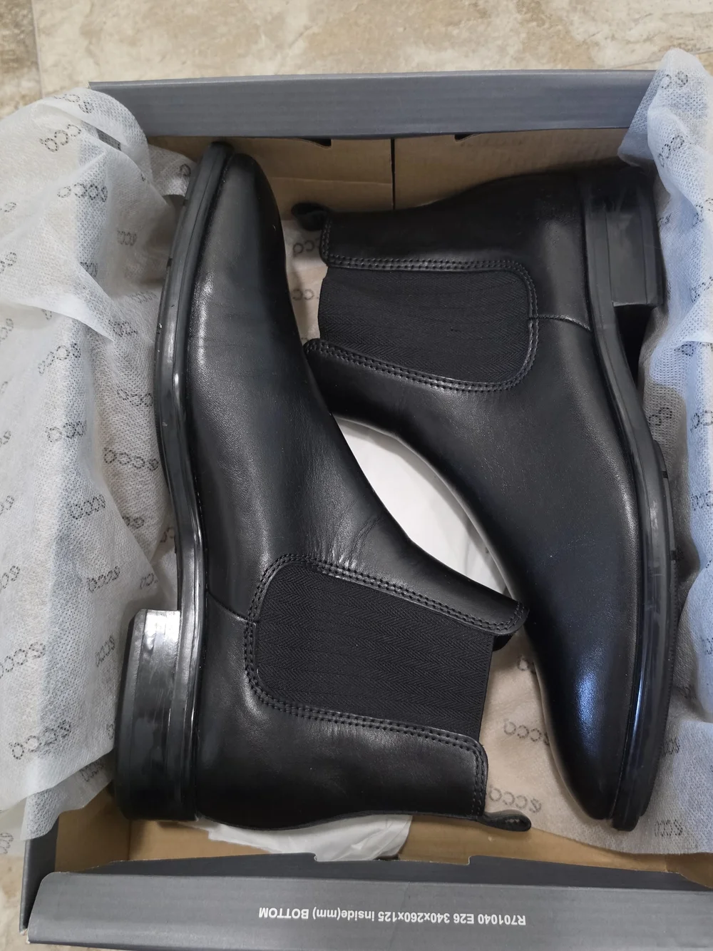 ECCO Citytray Men's Black Leather Chelsea Boots EU 43 / US 9-9.5